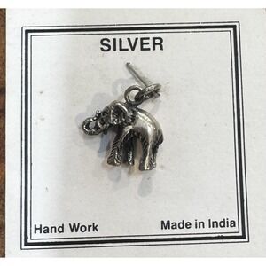 925 Vintage Elephant Sterling Silver Jewelry Charm , India, NWT, 1980
